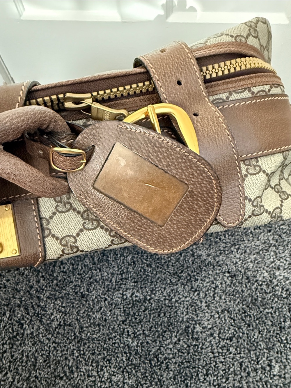 Authentic Gucci Monogram Suitcase Trunk Luggage Brown Gg Supreme Canvas - Picture 6 of 9